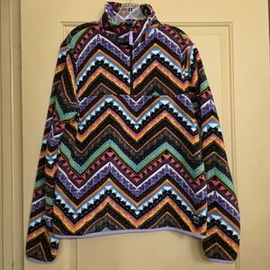 Size M/L WeSC Mitch 1/4 Zip Unisex Polar Fleece Pullover Chevron Aztec Design